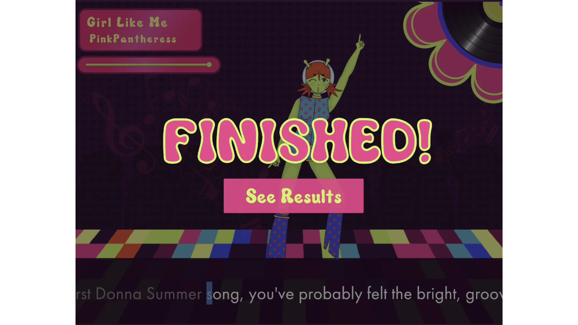 Finish screen